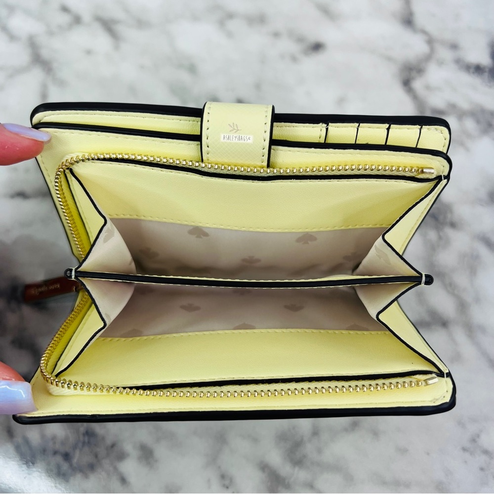 Kate Spade Staci Medium Compact Bifold Wallet In Lemon Fond - Picture 5 of 6